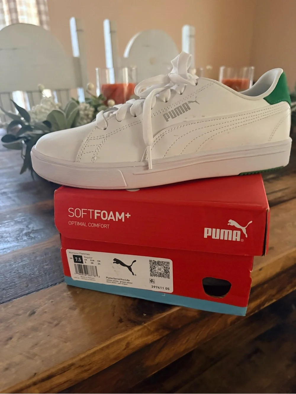 Puma Kids White Leather-Style Platform Sneakers with Gum Outsole